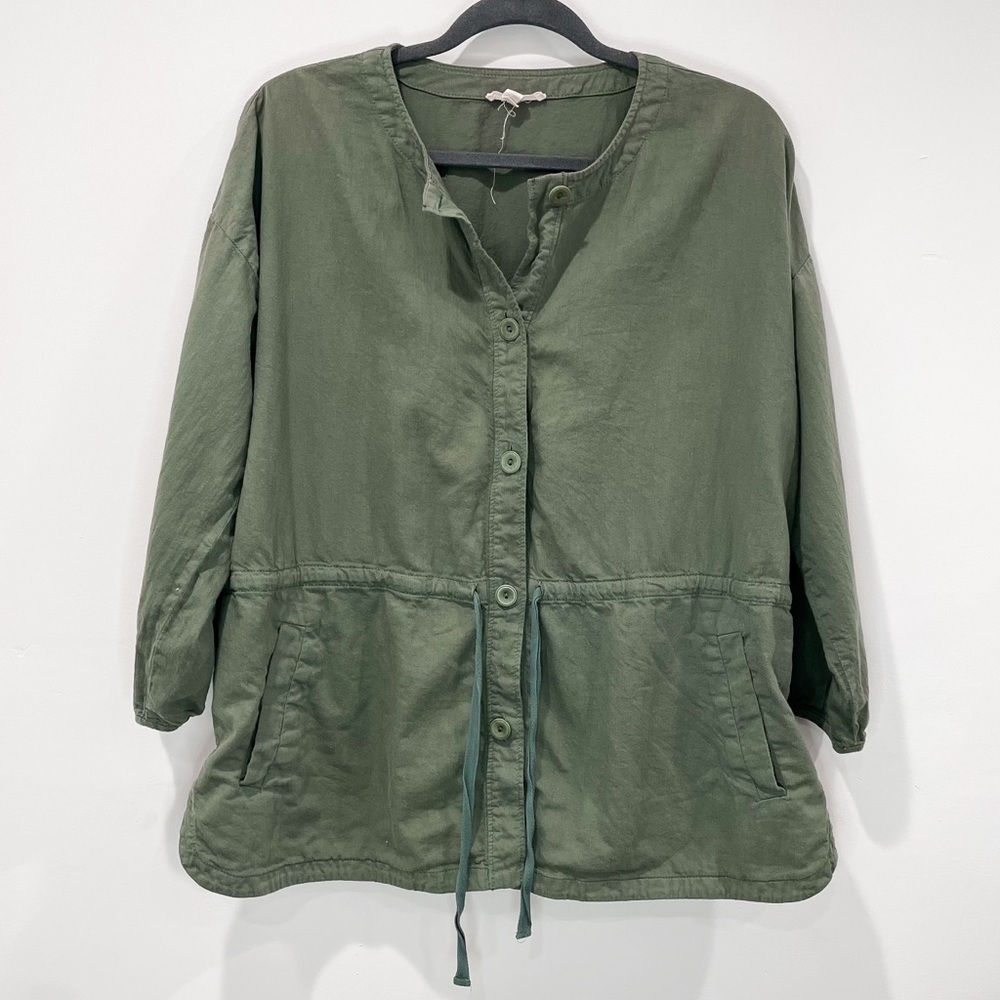 Eileen Fisher Round-Neck Organic Cotton Twill Shirttail Jacket